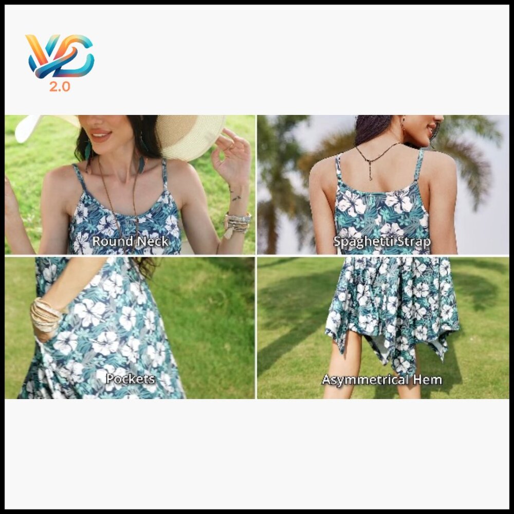 Maxi Sundress with Pockets, Spaghetti Strap, Flowy Bohemian Summer Dress - Picture 7 of 7